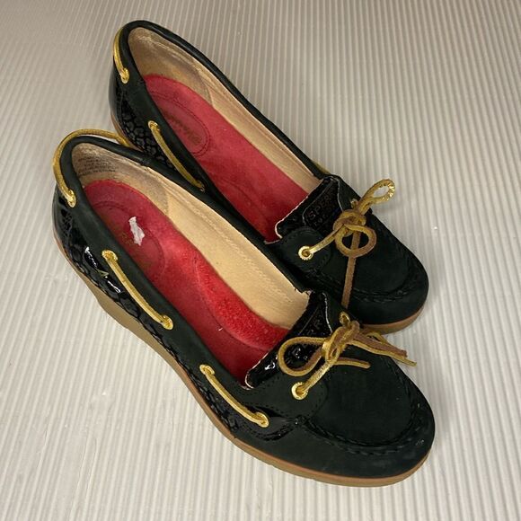 Sperry Top-Sider Woman's Sz 8.5 Leopard embossed wedges - Picture 1 of 9